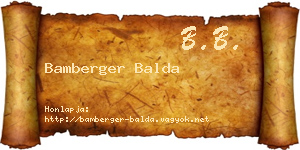 Bamberger Balda névjegykártya